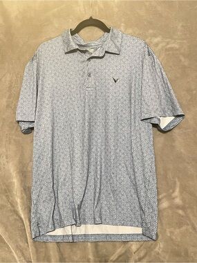 Callaway Light Blue Geometric Print Golf Polo